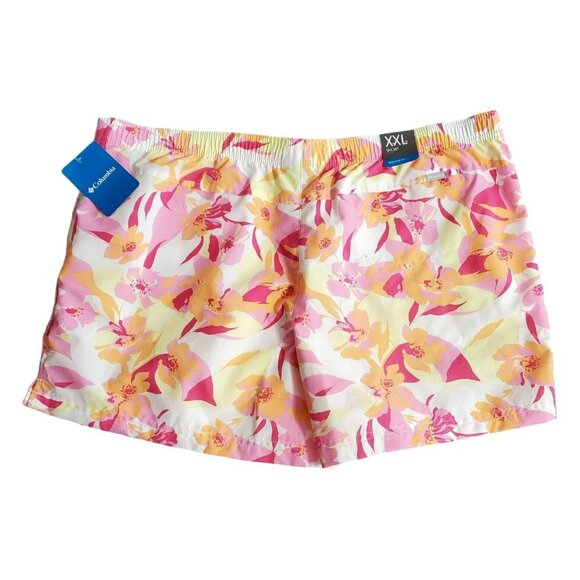 New Columbia Shorts Tropical Floral Pink Yellow Orange Womens 2X XXL Hawaiian - Picture 5 of 15